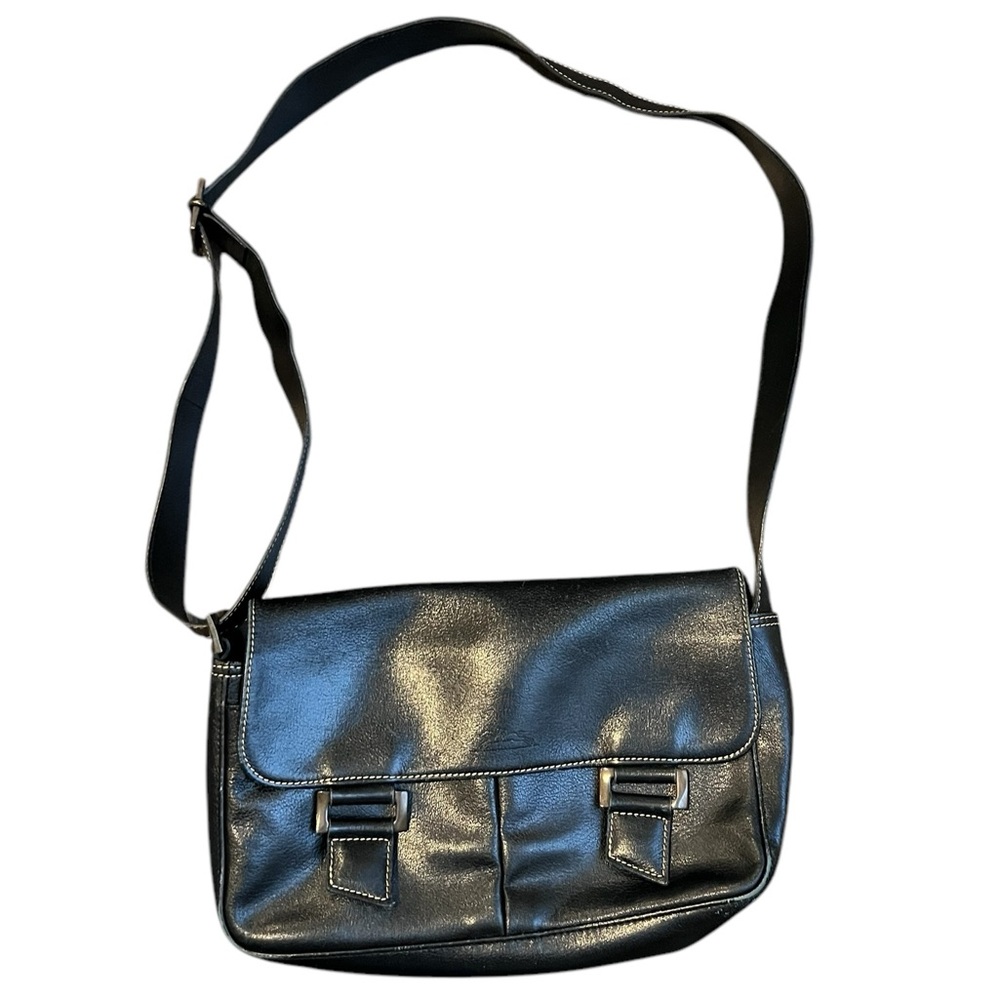 Longchamp Black Leather Purse with Pockets